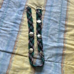 Braided Multicolor Belt with Silver Accents